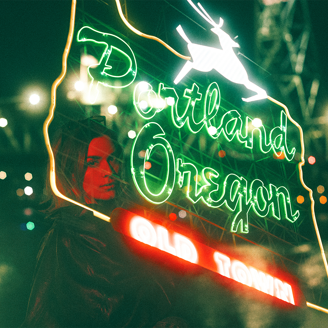 Cinematic Night Portraits in Portland: Red Light, Neon, and Double Exposures